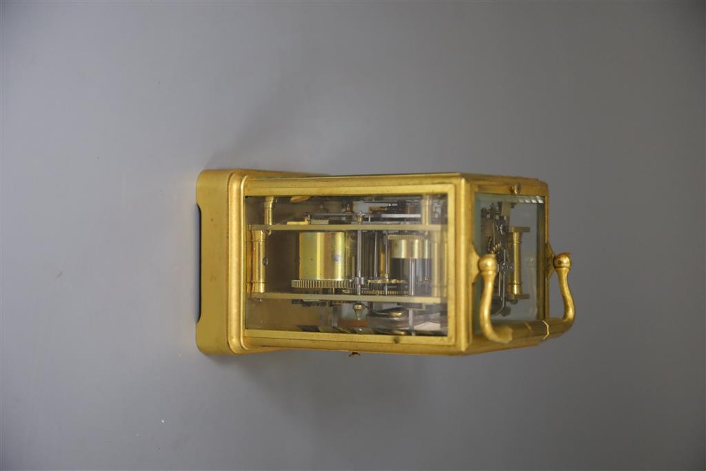 Drocourt & Co. A 19th century French quarter repeating carriage alarm clock